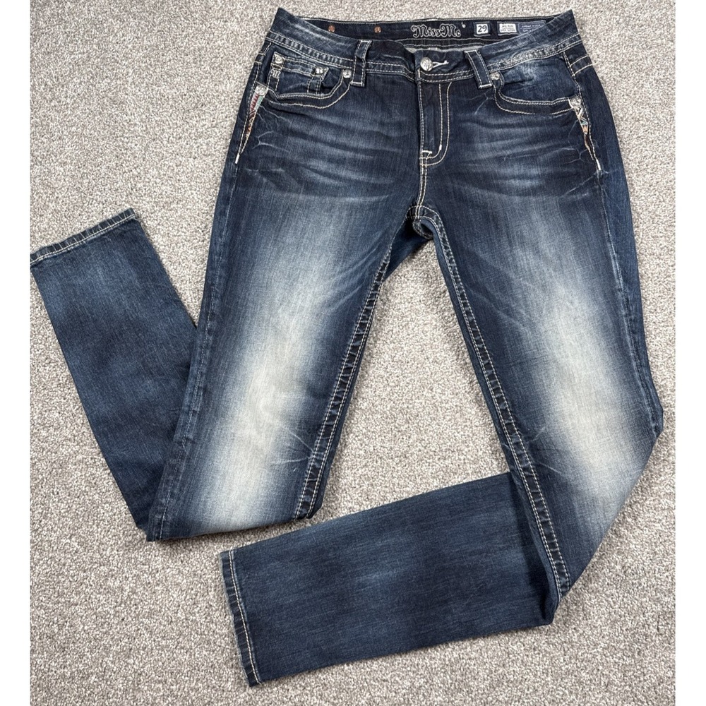 Miss‎ Me Easy Skinny Jeans 29 Mid Rise Aztec Wing Pocket Southwestern Boho